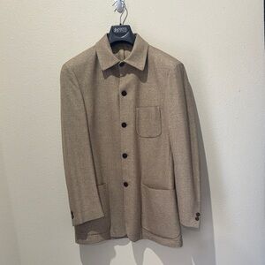 Men's Tan Shirt Jacket with Button Details